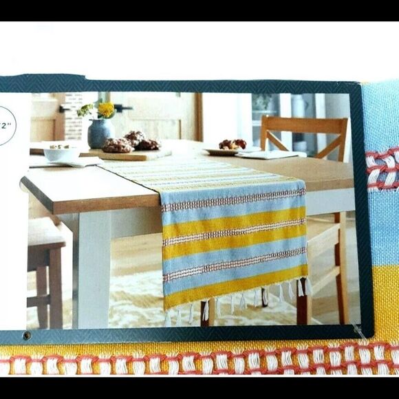 2 Set of Threshold Table Runner ‎ 14x72 in 100% Cotton Yellow Cloth Decorative - Picture 1 of 7